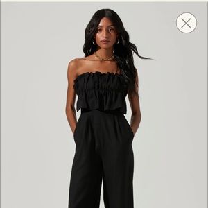 ASTR the Label Ruffle Bust Tie Back Jumpsuit